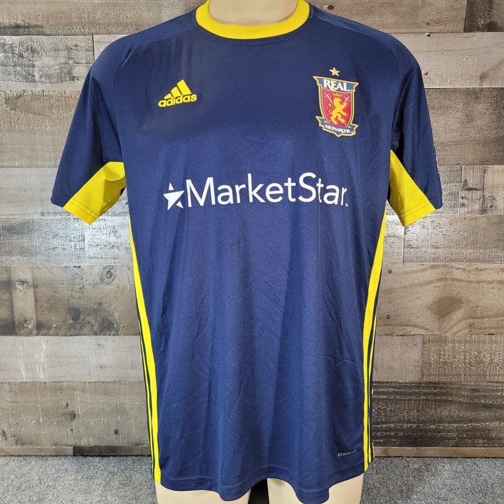 Real Monarchs Adidas Jersey Market‎ Star Soccer Men's Blue/Yellow Size Large